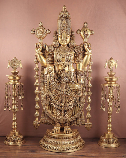 Pure Brass Tirupati Balaji Idol - 48" - Budhshiv.com