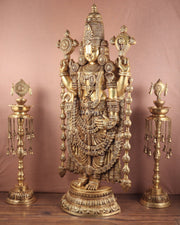 Pure Brass Tirupati Balaji Idol - 48" - Budhshiv.com