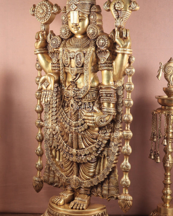 Pure Brass Tirupati Balaji Idol - 48" - Budhshiv.com