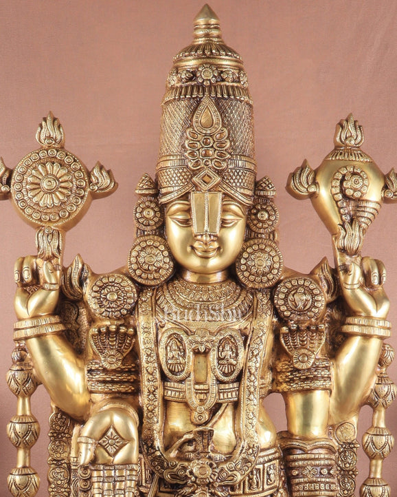 Pure Brass Tirupati Balaji Idol - 48" - Budhshiv.com