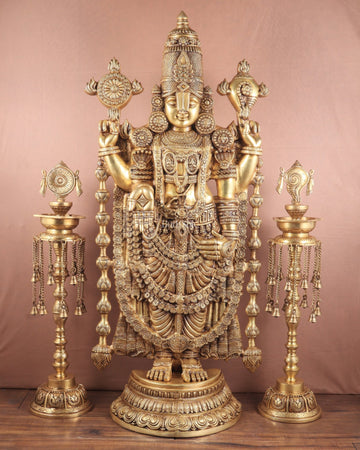 Pure Brass Tirupati Balaji Idol - 48" - Budhshiv.com