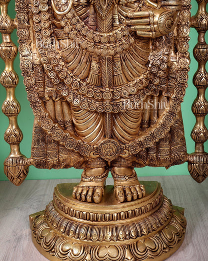 Pure Brass Tirupati Balaji Idol with enhanced carvings - 48" - Budhshiv.com
