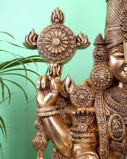 Pure Brass Tirupati Balaji Idol with enhanced carvings - 48" - Budhshiv.com