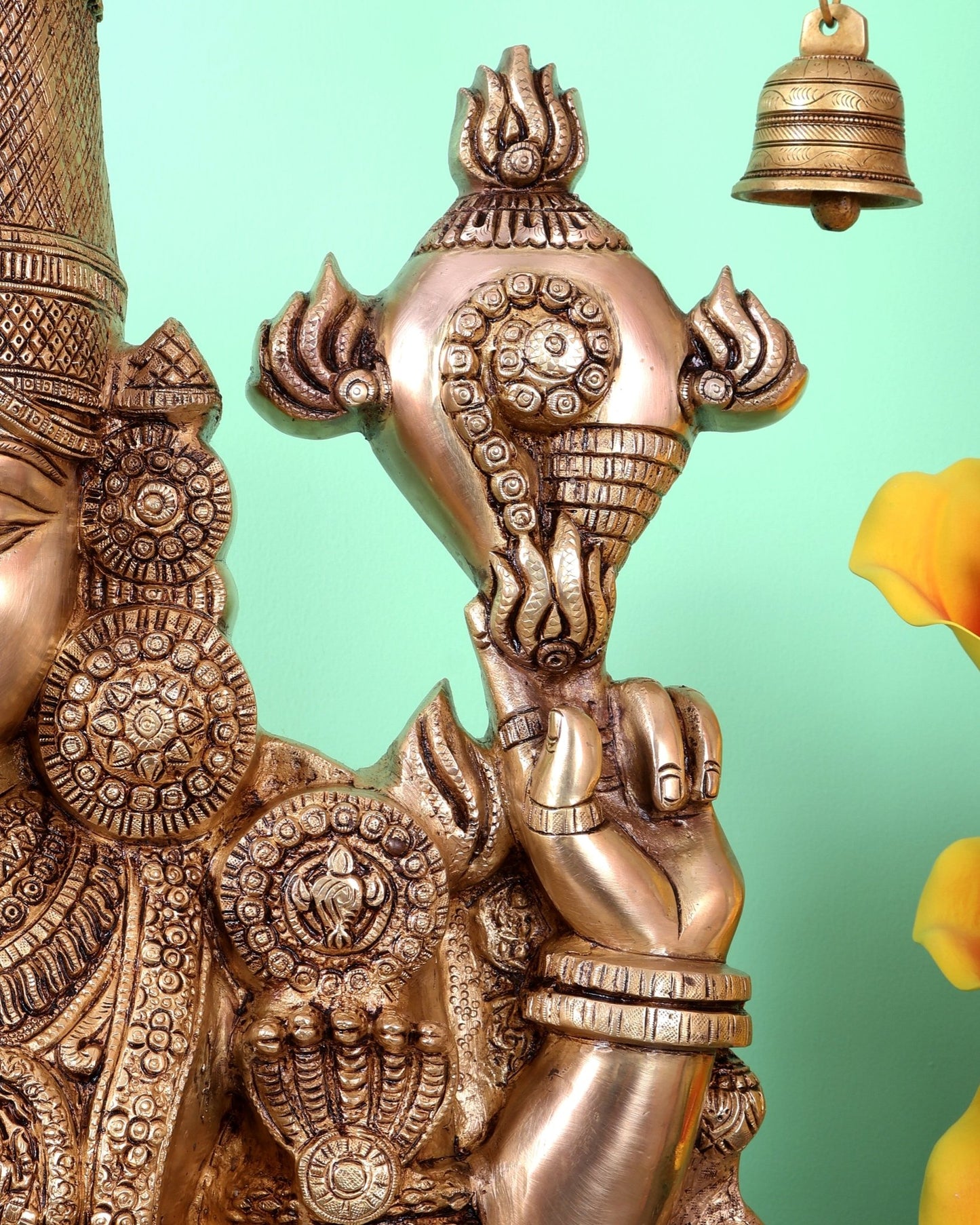 Pure Brass Tirupati Balaji Idol with enhanced carvings - 48" - Budhshiv.com