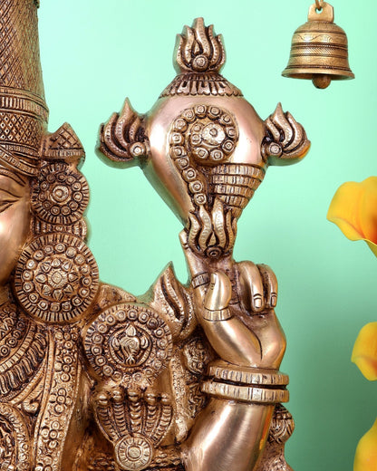 Pure Brass Tirupati Balaji Idol with enhanced carvings - 48" - Budhshiv.com
