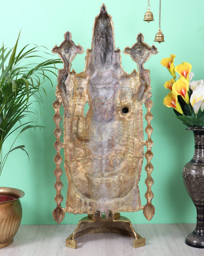 Pure Brass Tirupati Balaji Idol with enhanced carvings - 48" - Budhshiv.com
