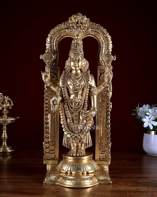 Pure Brass Tirupati Balaji Lord Venkateshwara Swamy statue 17 inch - Budhshiv.com