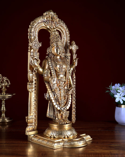 Pure Brass Tirupati Balaji Lord Venkateshwara Swamy statue 17 inch - Budhshiv.com