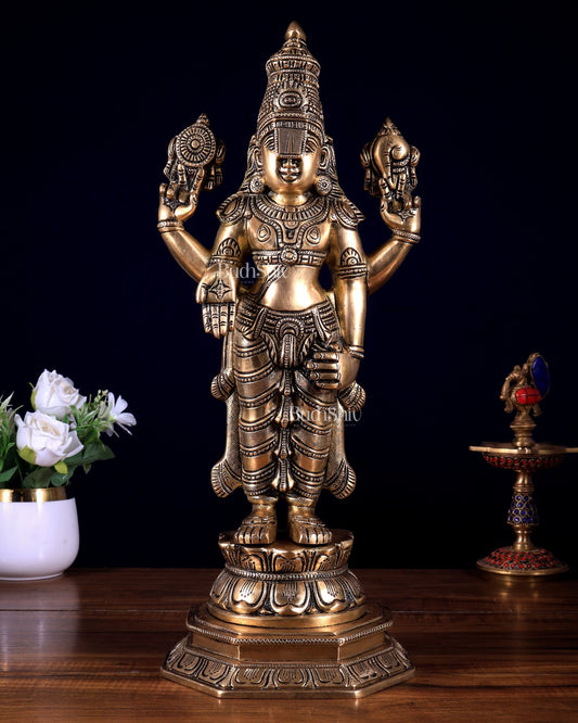 Pure Brass Tirupati Balaji Statue 17.5 inch - Budhshiv.com