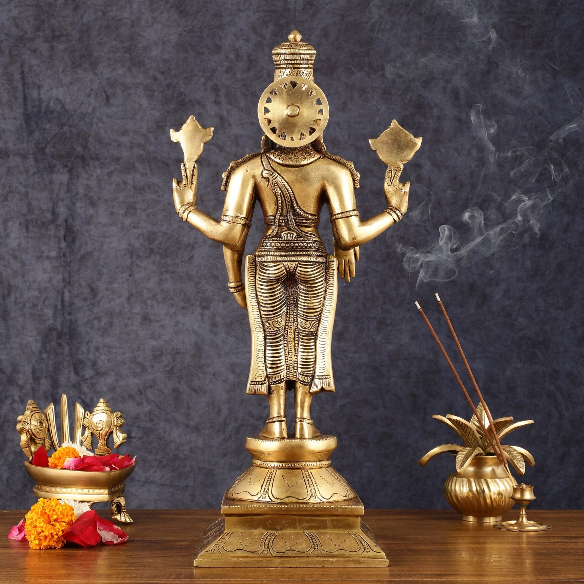 Pure Brass Tirupati Balaji Statue - 19" - Budhshiv.com