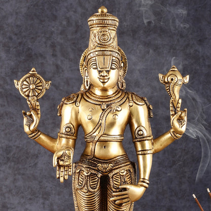 Pure Brass Tirupati Balaji Statue - 19" - Budhshiv.com