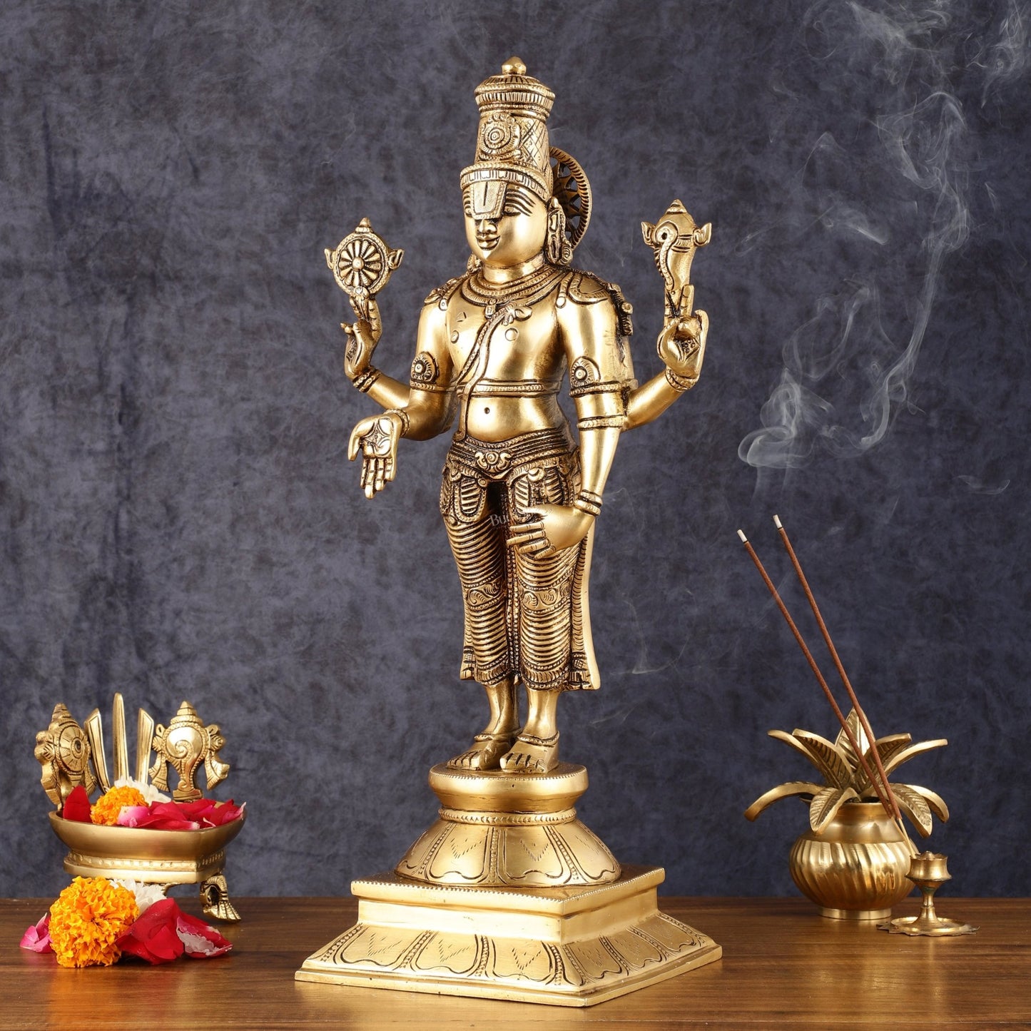 Pure Brass Tirupati Balaji Statue - 19" - Budhshiv.com