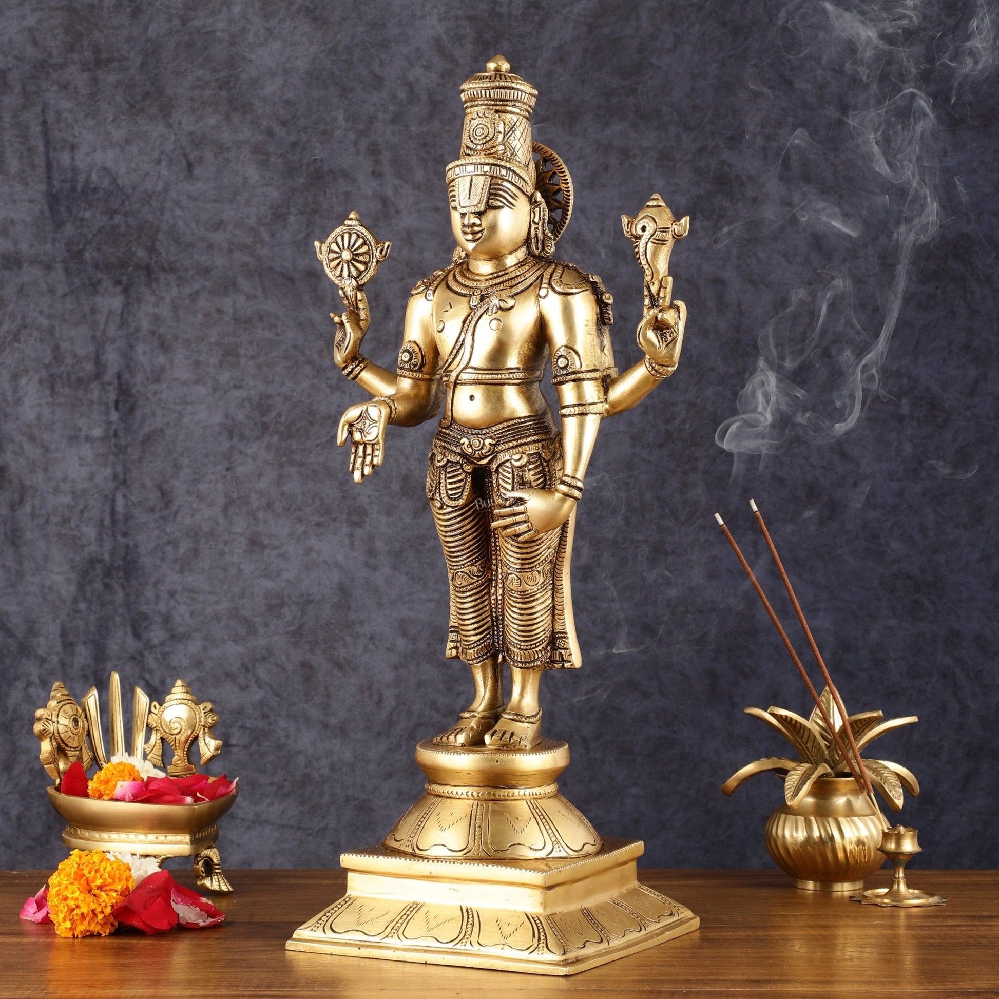 Pure Brass Tirupati Balaji Statue - 19" - Budhshiv.com