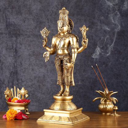 Pure Brass Tirupati Balaji Statue - 19" - Budhshiv.com