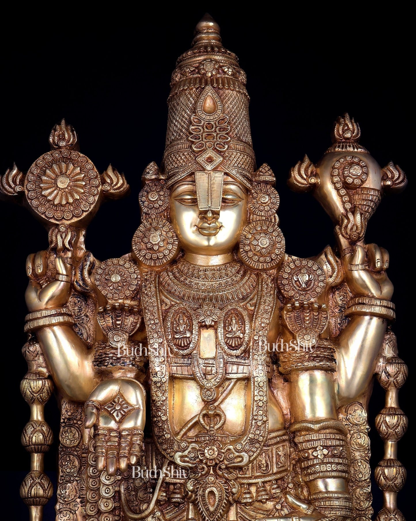 Pure Brass Tirupati Balaji Statue - 48" full body - Budhshiv.com