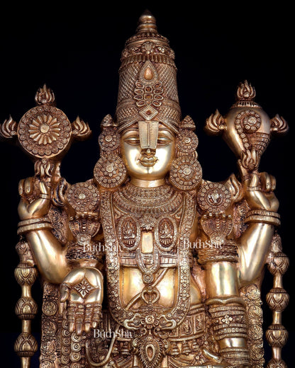 Pure Brass Tirupati Balaji Statue - 48" full body - Budhshiv.com
