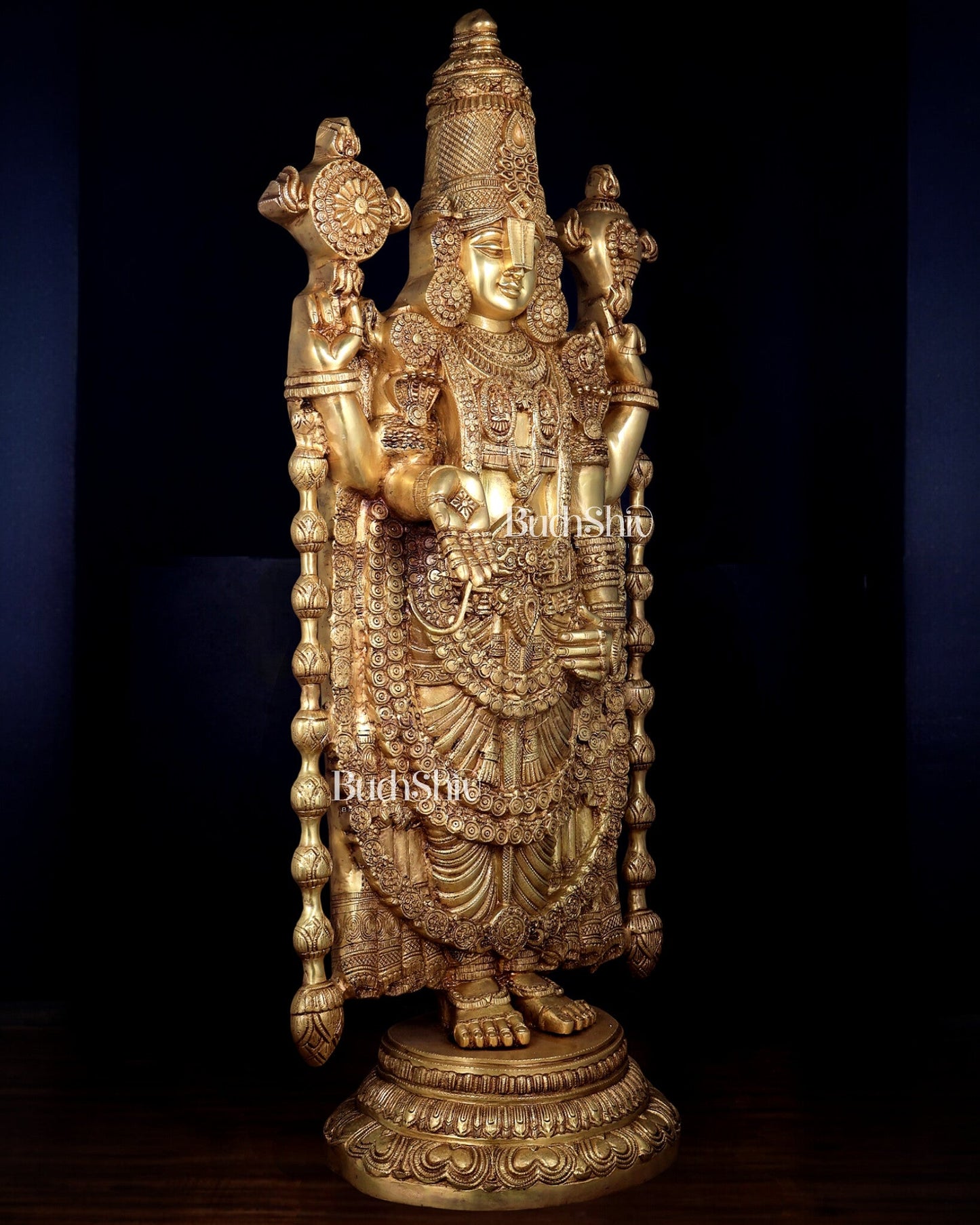 Pure Brass Tirupati Balaji Statue - 48" full body - Budhshiv.com