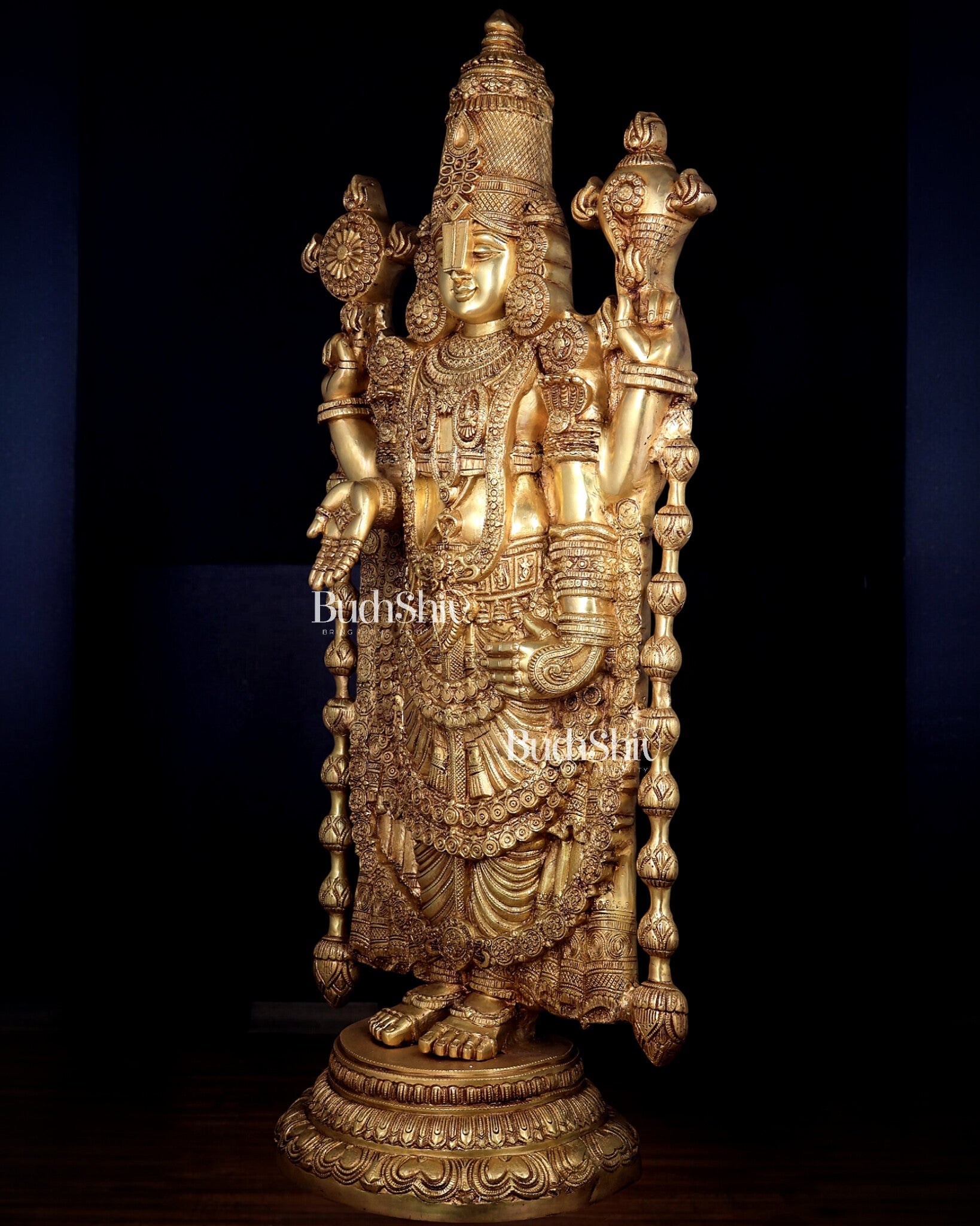 Pure Brass Tirupati Balaji Statue - 48" full body - Budhshiv.com