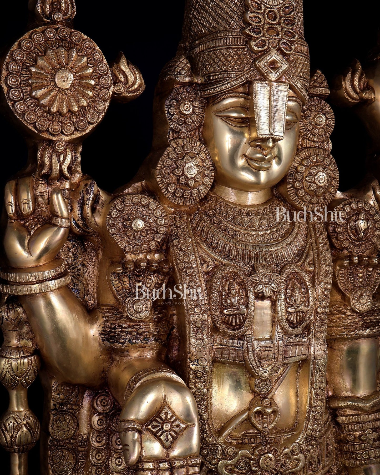 Pure Brass Tirupati Balaji Statue - 48" full body - Budhshiv.com