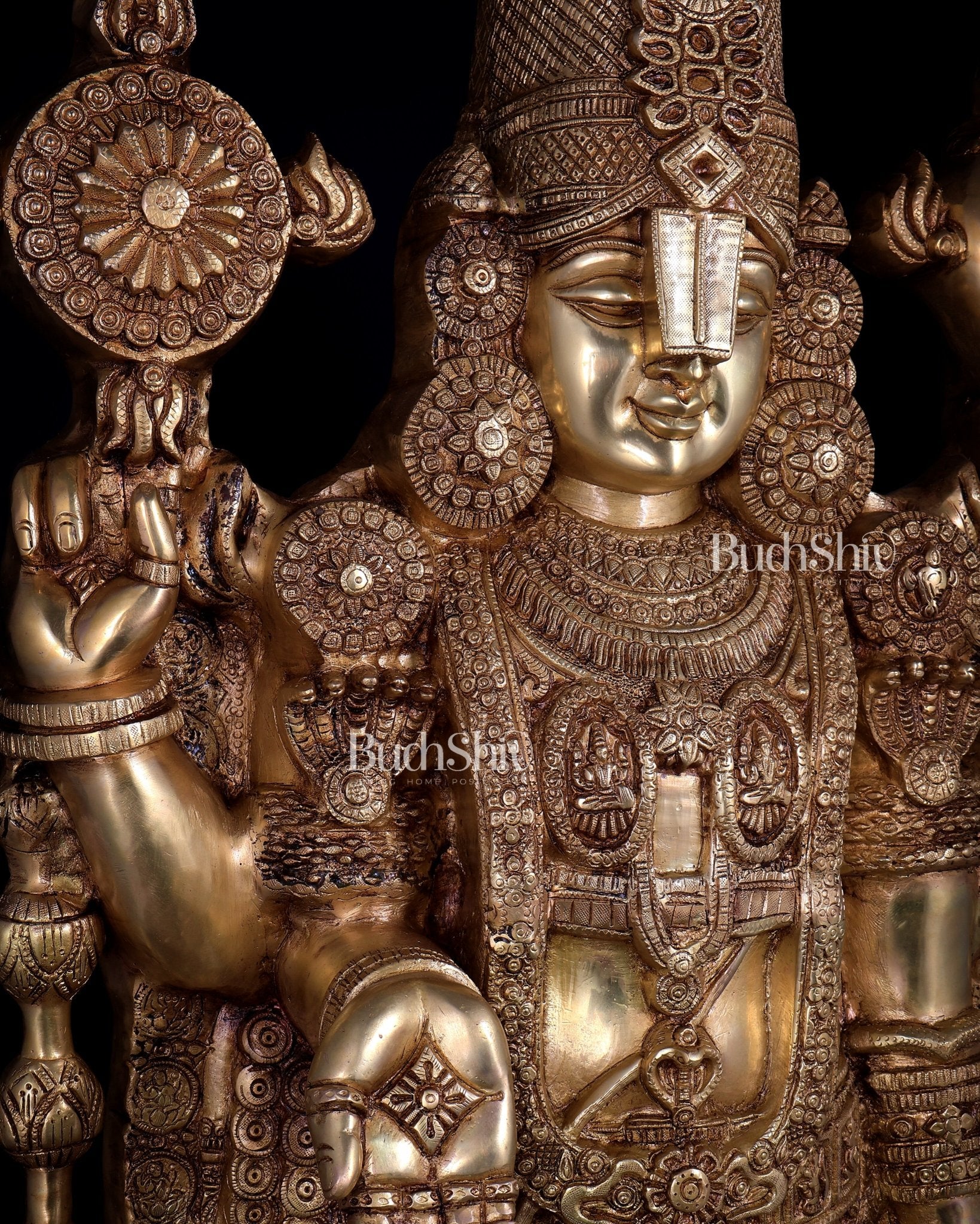 Pure Brass Tirupati Balaji Statue - 48" full body - Budhshiv.com