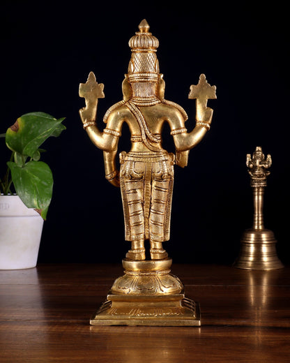 Pure Brass Tirupati Balaji Statue – 9.5 Inch - Budhshiv.com
