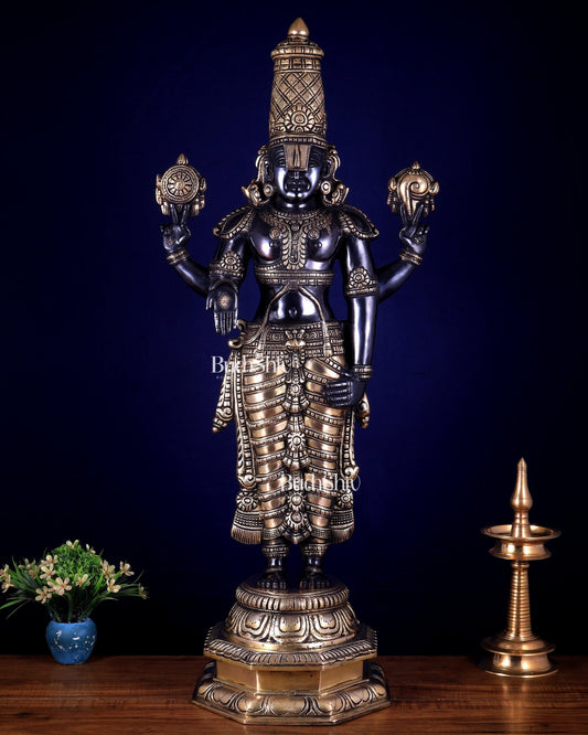 Pure Brass Tirupati Balaji statue | Lord Venkateshwara's Divine Form | 33 inch - Budhshiv.com