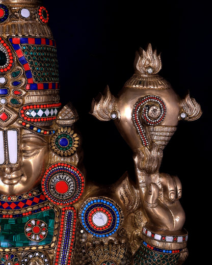 Pure Brass Tirupati Balaji statue | Lord Venkateshwara's Divine Form | 48 inch - Budhshiv.com