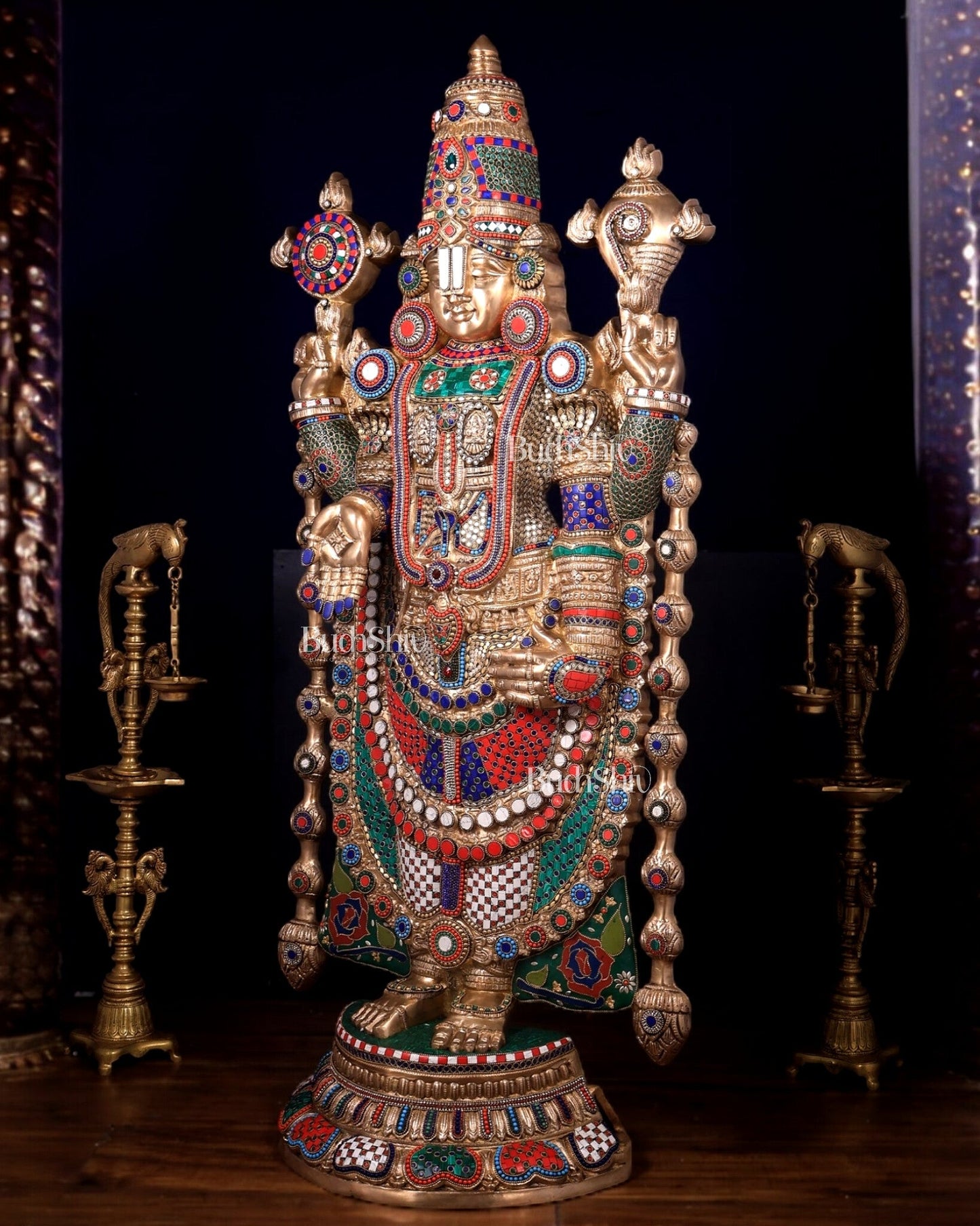 Pure Brass Tirupati Balaji statue | Lord Venkateshwara's Divine Form | 48 inch - Budhshiv.com