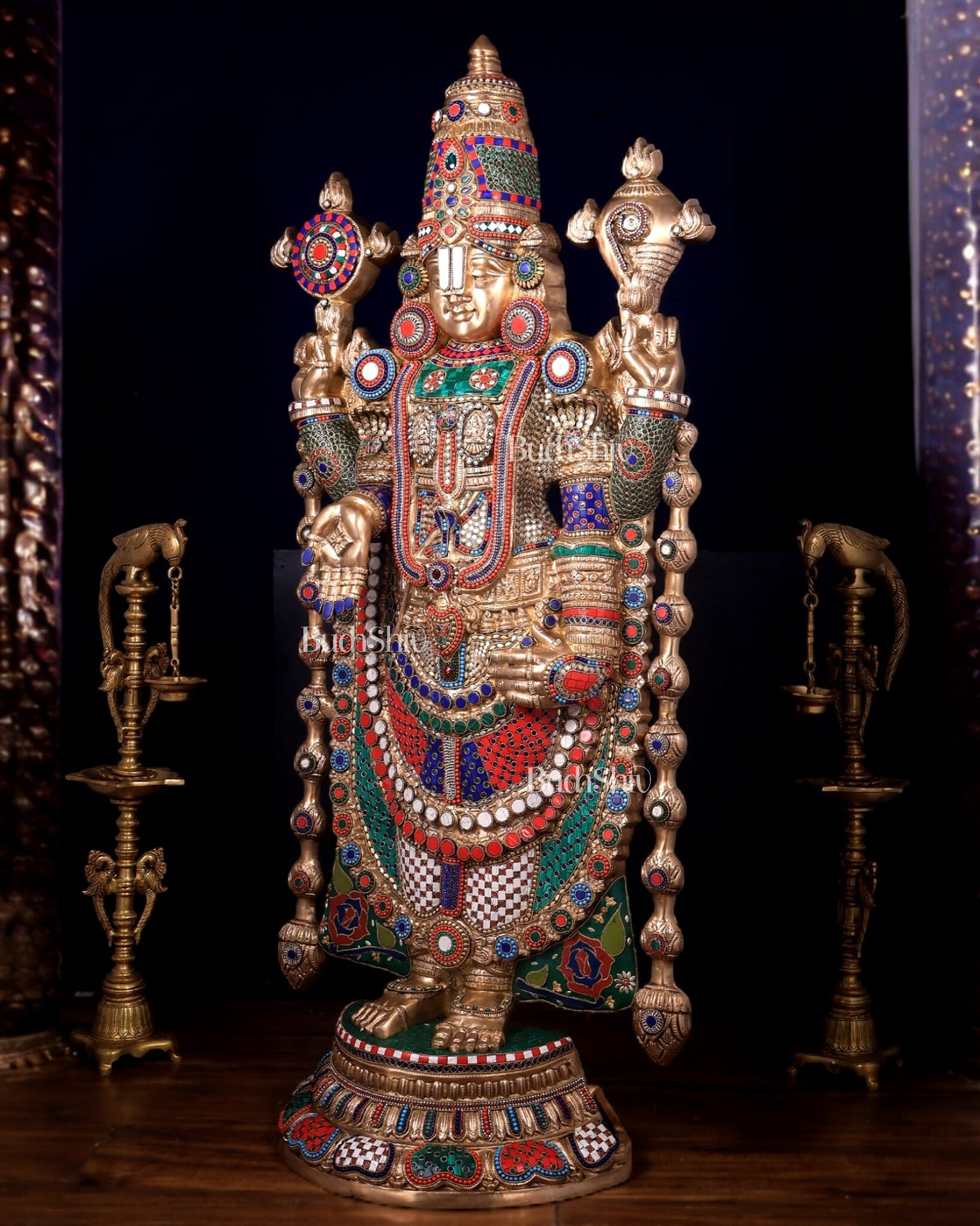 Pure Brass Tirupati Balaji statue | Lord Venkateshwara's Divine Form | 48 inch - Budhshiv.com