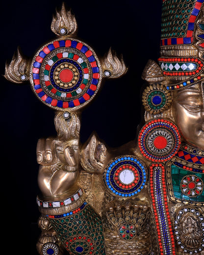 Pure Brass Tirupati Balaji statue | Lord Venkateshwara's Divine Form | 48 inch - Budhshiv.com