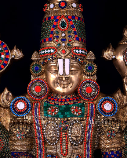 Pure Brass Tirupati Balaji statue | Lord Venkateshwara's Divine Form | 48 inch - Budhshiv.com
