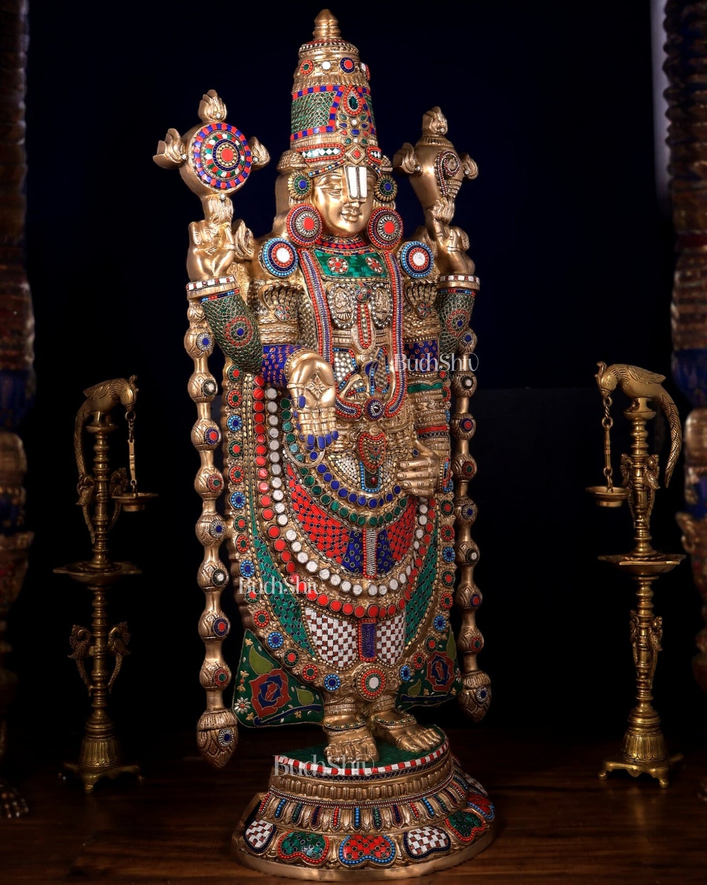 Pure Brass Tirupati Balaji statue | Lord Venkateshwara's Divine Form | 48 inch - Budhshiv.com