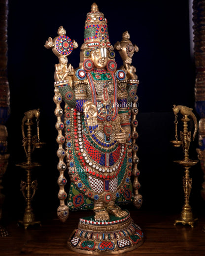 Pure Brass Tirupati Balaji statue | Lord Venkateshwara's Divine Form | 48 inch - Budhshiv.com