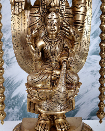 Pure Brass Tirupati Balaji with Engraved Goddess Lakshmi – 28” Antique gold - Budhshiv.com