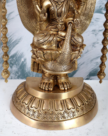 Pure Brass Tirupati Balaji with Engraved Goddess Lakshmi – 28” Antique gold - Budhshiv.com