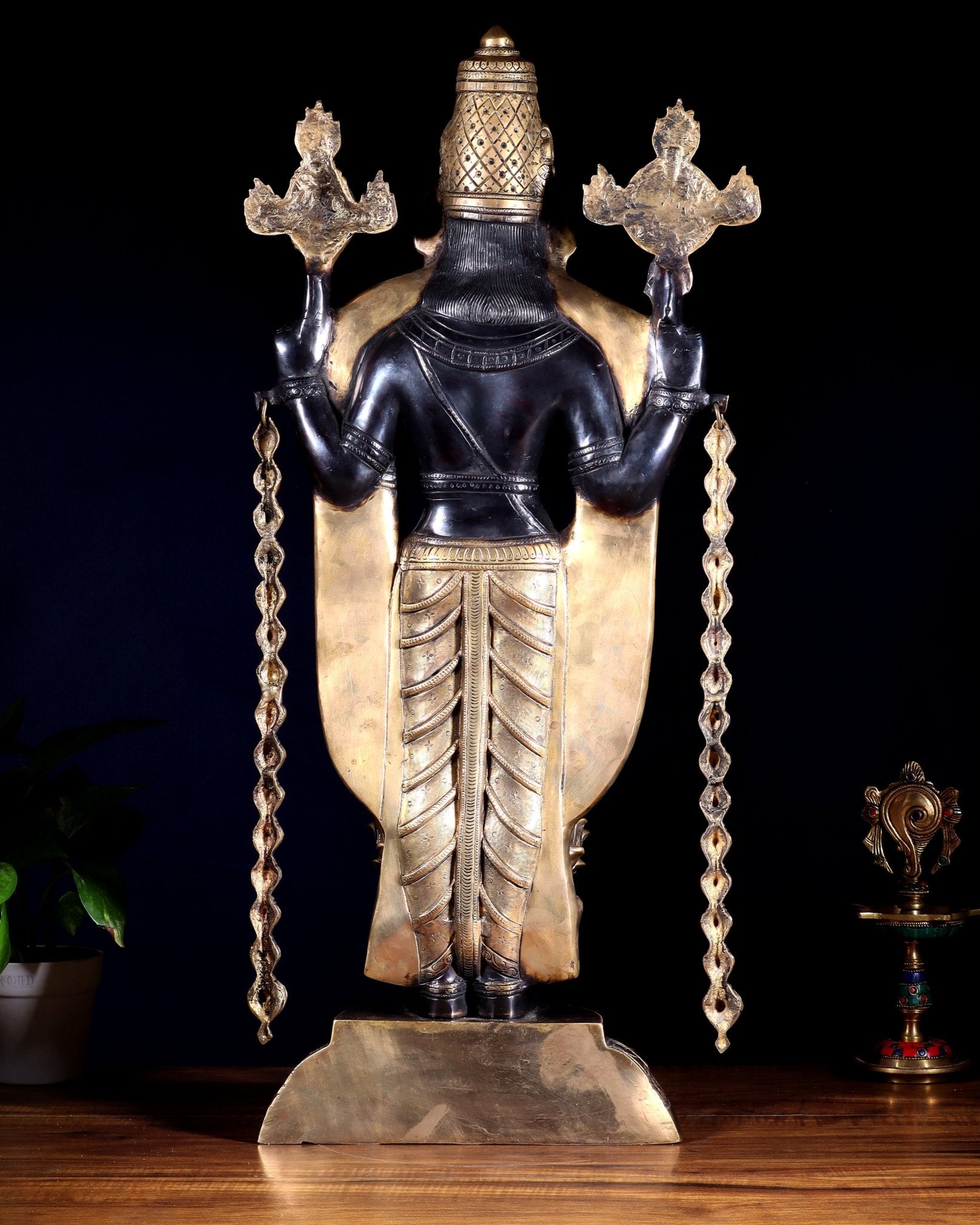 Pure Brass Tirupati Balaji with Engraved Goddess Lakshmi – 28” - Budhshiv.com