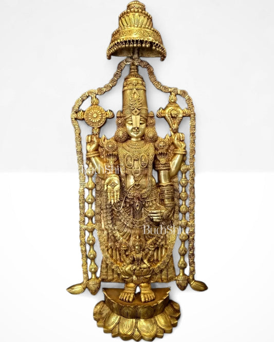 Pure Brass Tirupati Balaji with Goddess Lakshmi 57 inch - Budhshiv.com