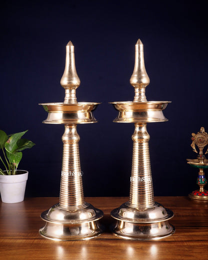 Pure Brass Traditional Kerala Lamp Nilavilakku – Pair ( available in different sizes) - Budhshiv.com