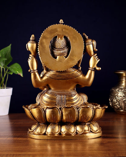Pure Brass uchishta Shakti Ganesha Idol – 10.5" Handcrafted - Budhshiv.com