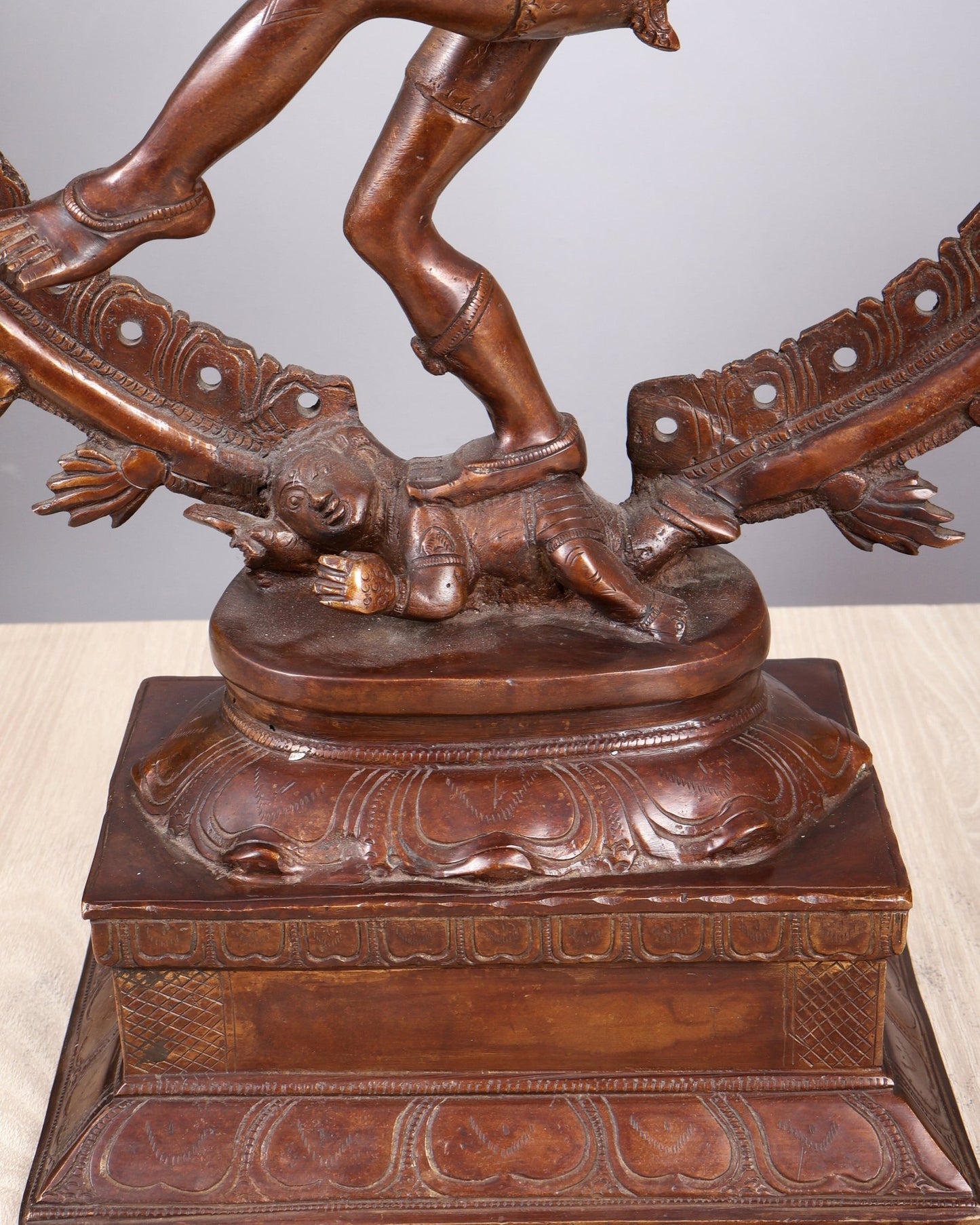 Pure Brass Unique Dancing Shiva Nataraja Statue - Height 21" dark brown - Budhshiv.com