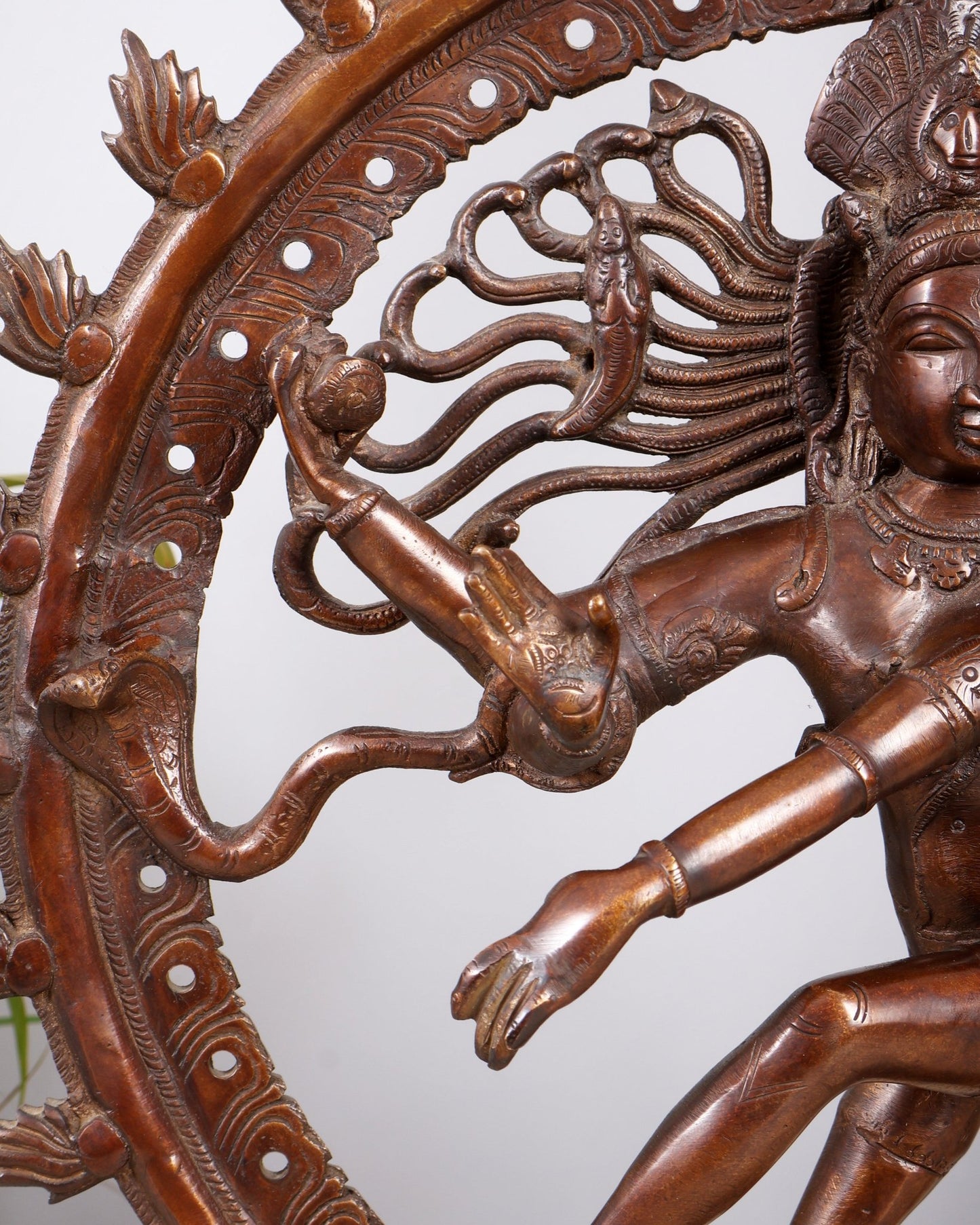 Pure Brass Unique Dancing Shiva Nataraja Statue - Height 21" dark brown - Budhshiv.com