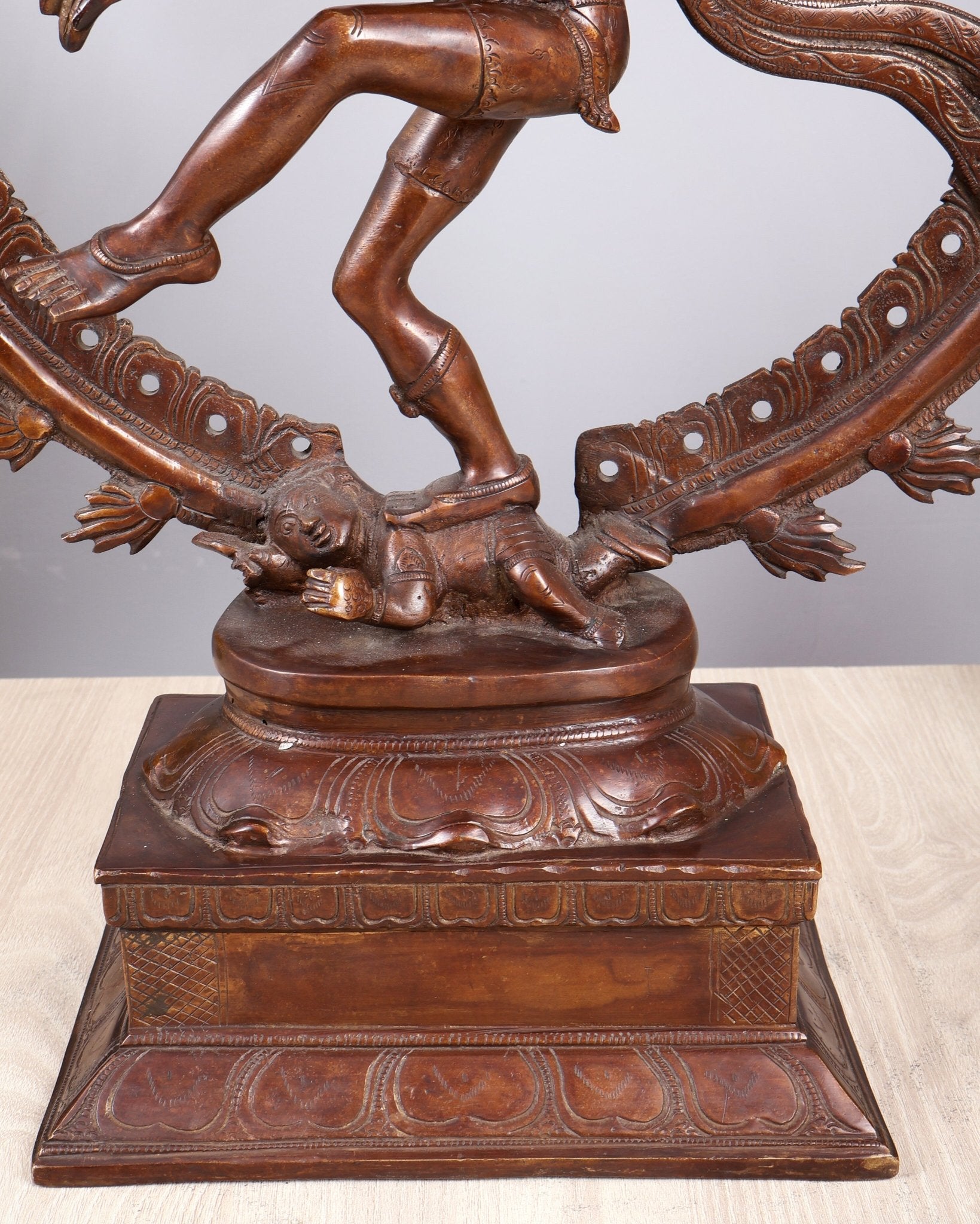 Pure Brass Unique Dancing Shiva Nataraja Statue - Height 21" dark brown - Budhshiv.com