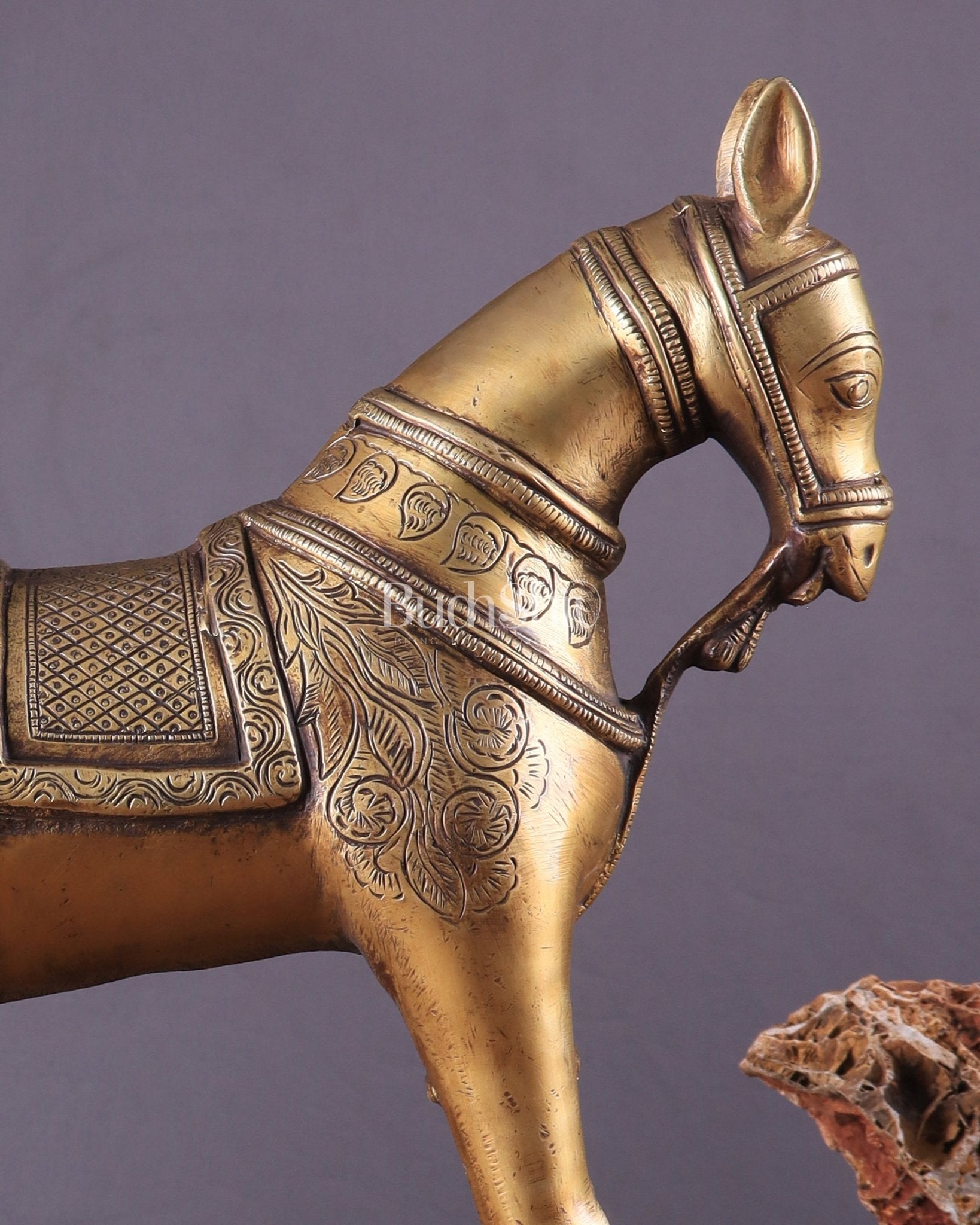 Pure Brass Unique Horse Statue Showpiece 12.6 inches - Budhshiv.com