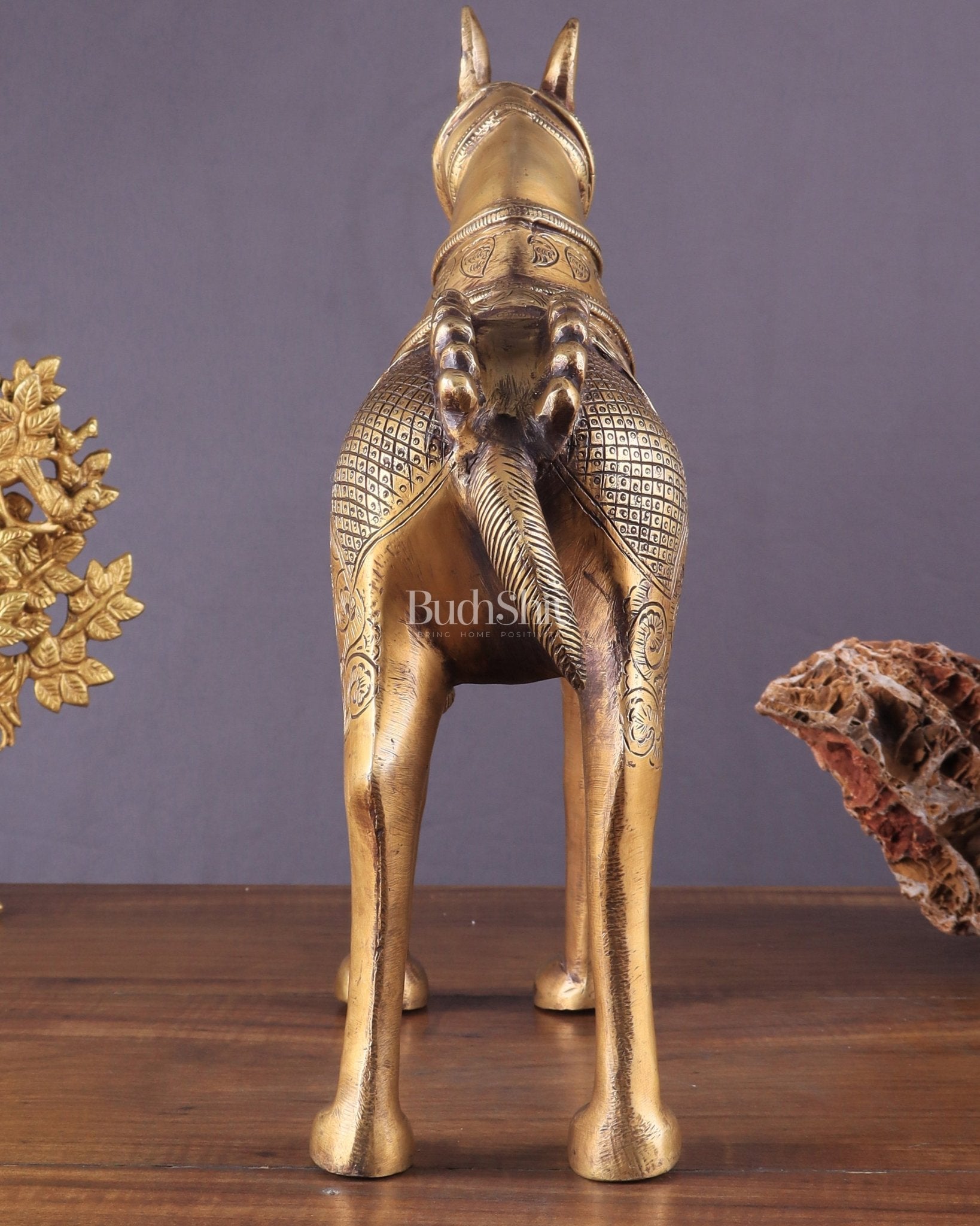 Pure Brass Unique Horse Statue Showpiece 12.6 inches - Budhshiv.com