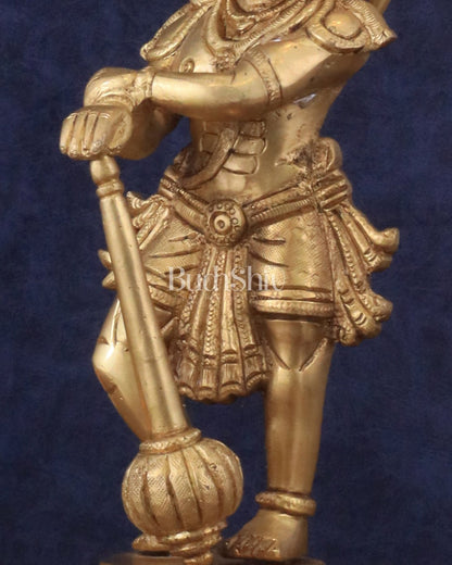 Pure Brass Unique Standing Lord Hanuman Statue - 11" - Budhshiv.com