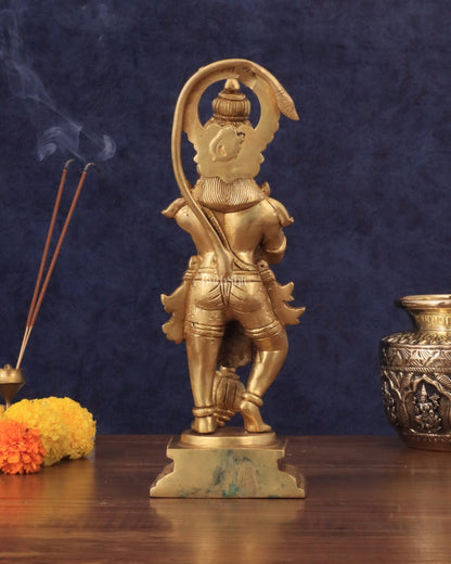 Pure Brass Unique Standing Lord Hanuman Statue - 11" - Budhshiv.com