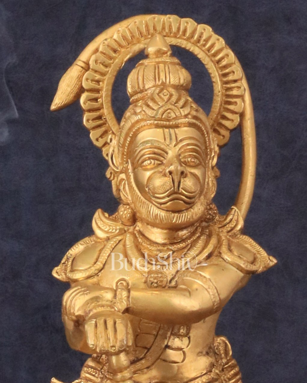 Pure Brass Unique Standing Lord Hanuman Statue - 11" - Budhshiv.com