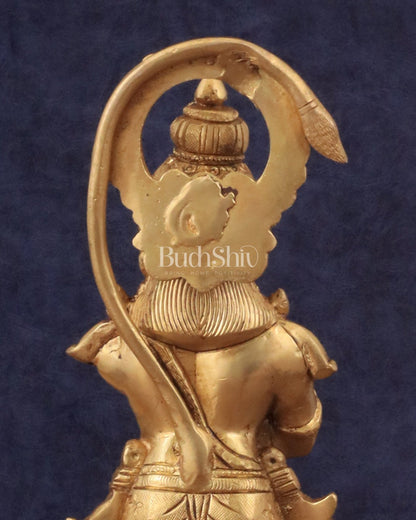 Pure Brass Unique Standing Lord Hanuman Statue - 11" - Budhshiv.com