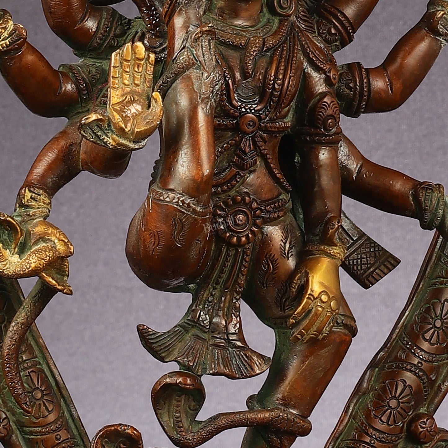 Pure Brass Urdhava Tandava Nataraja Statue - 16.5 Inch Sculpture - Budhshiv.com