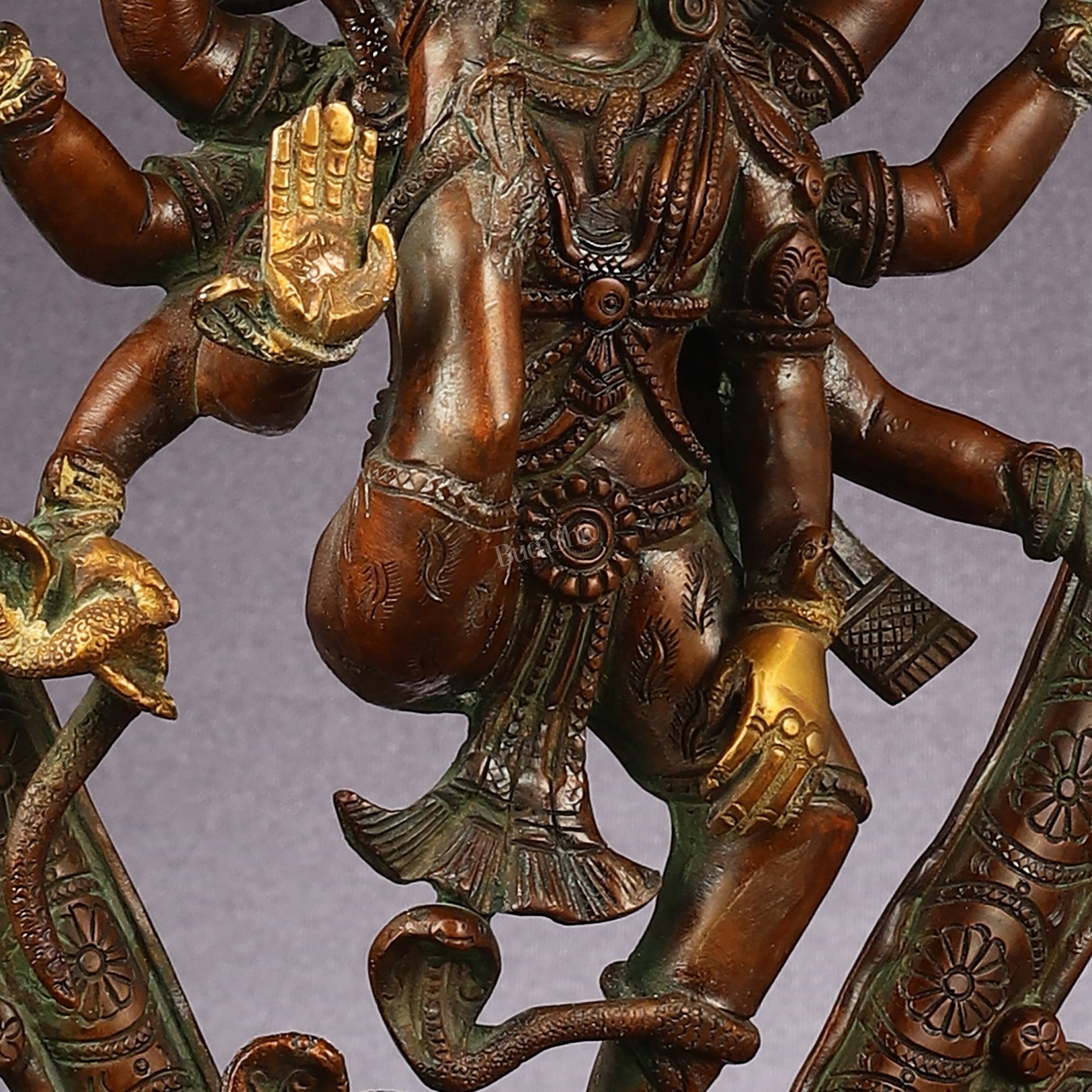 Pure Brass Urdhava Tandava Nataraja Statue - 16.5 Inch Sculpture - Budhshiv.com